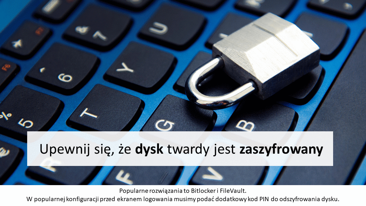 Sprawdź czy dysk twardy komputera firmowego jest szyfrowany